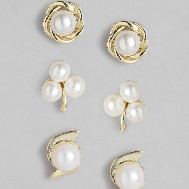 Estele Valentines Day Gift Pearl Stud Earrings Combo For Girls & Women