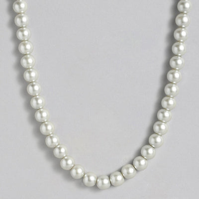 Estele - SIlver Grey Pearl Single Line Necklace