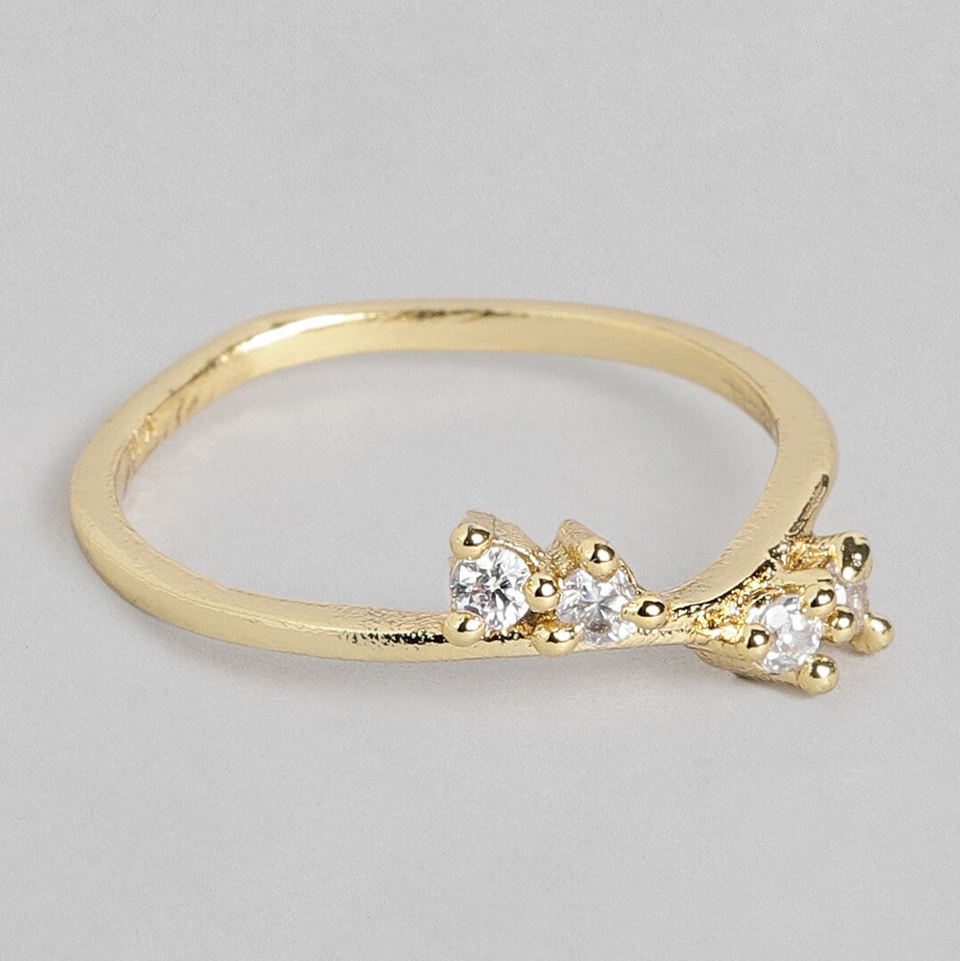 Estele gold plated studded with american diamonds ring for fashionable women(nonadjustable)