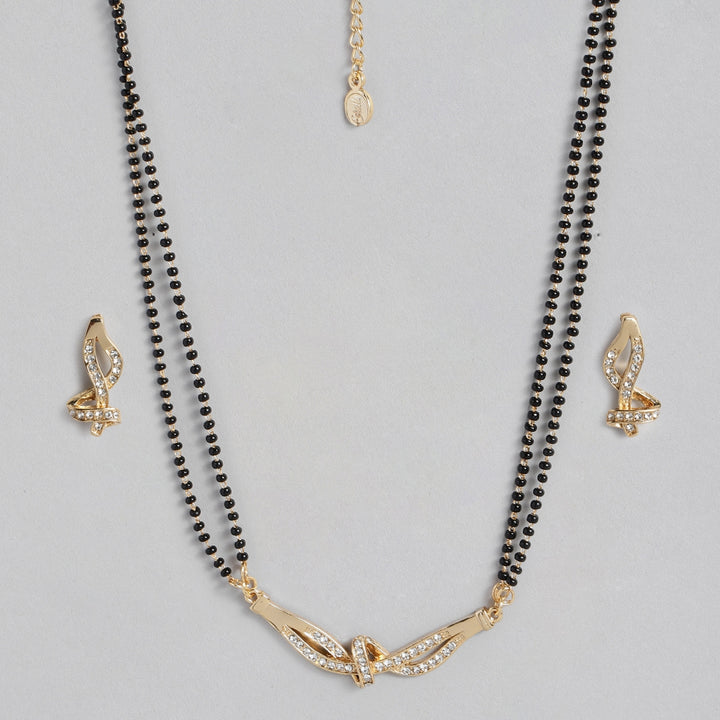 Estele Gold Plated Fascinating Mangalsutra Necklace Set with Austrian Crystals for Women