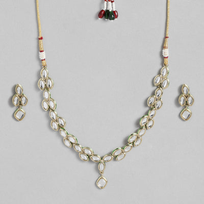 Traditional Gold tone Kundan sparkling Leaf Necklace