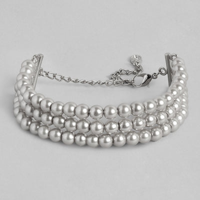 Estele - Grey Pearl Three Line Bracelet