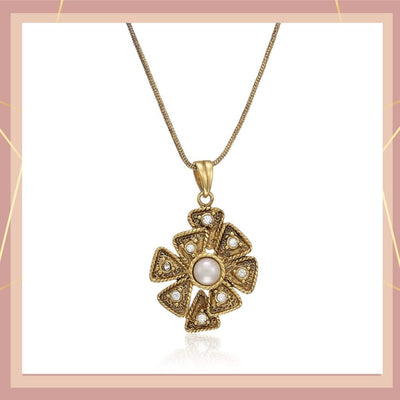 Estele gold plated flower petal pendant for women