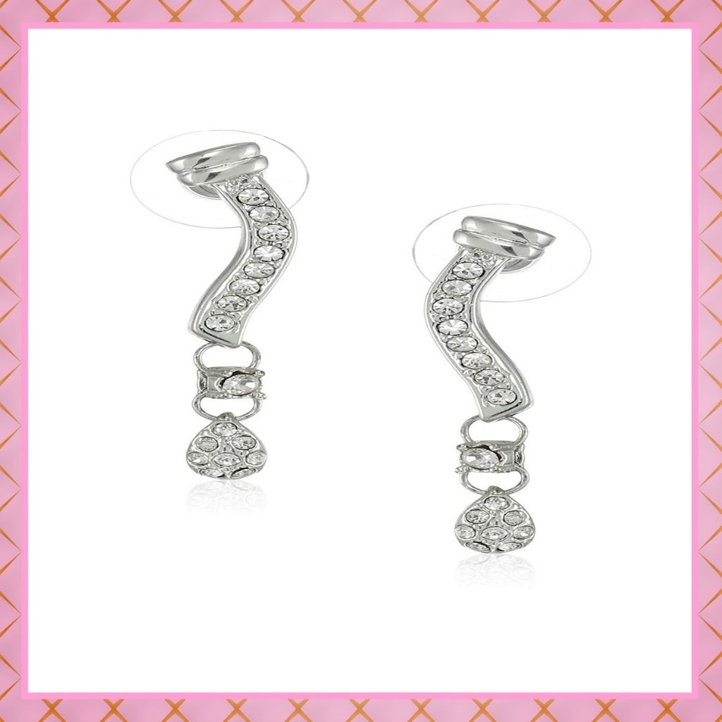 Estele Silver Plated Crystal Boomerang Drop Earrings for women