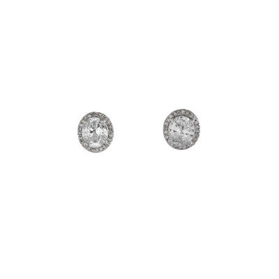 Estele Rhodium Plated CZ Gorgeous Stud Earrings for Women