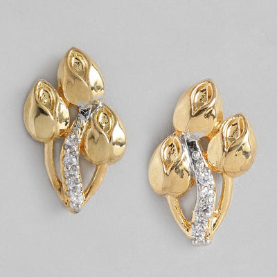 Estele  Gold Plated three flower shape Stud Earrings for women