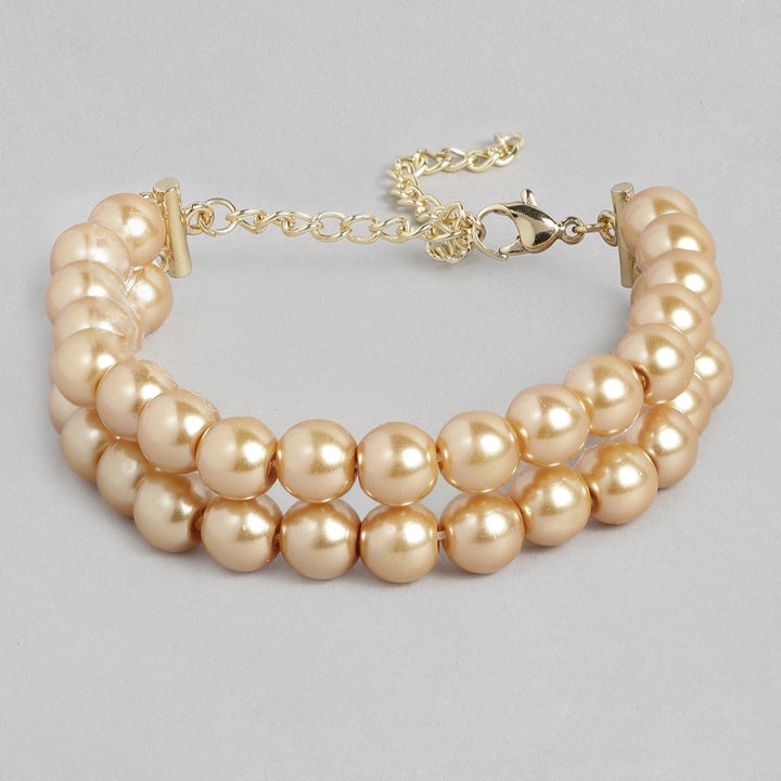 Estele - Gold Pearl Double Line Bracelet