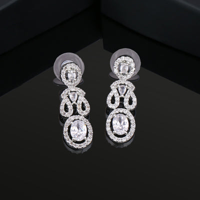 Estele Rhodium Plated CZ Exquisite Earrings for Women