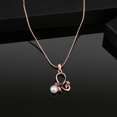 Estele Rose Gold Plated Beautiful Peacock Designer Pendant with Pearl for Women