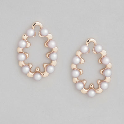Estele Rose Gold Plated Blush pearl designer Stud Earrings for women