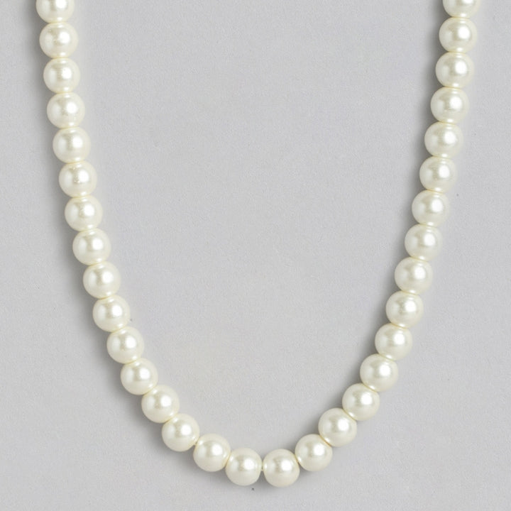 Estele Rhodium Plated - White Single Line Necklace for Women