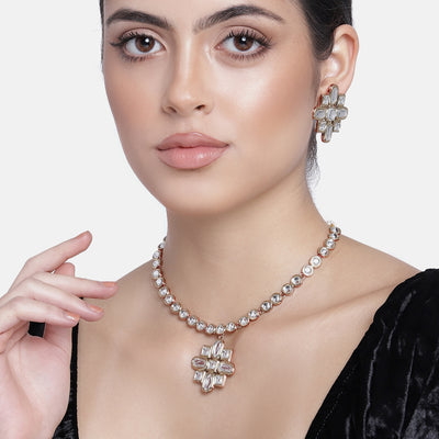 Fashion Jewellery CZ Diamond Design Necklace Set for Women