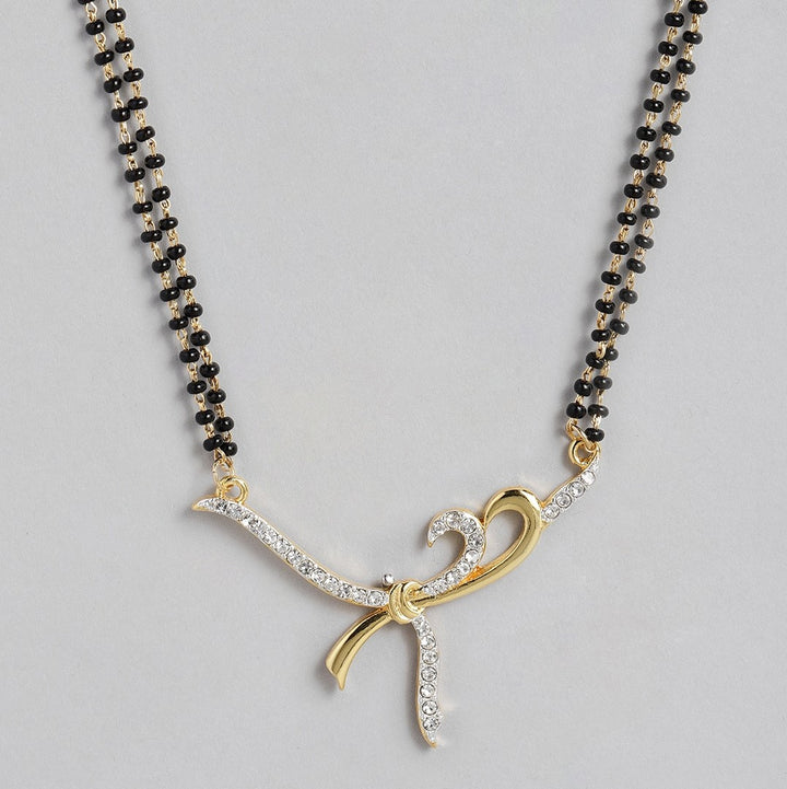 Estele Gold Plated Twisted Knot Mangalsutra Necklace with Austrian Crystals for Women