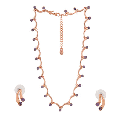 Estele Rose Gold Plated Arclinked with Austrian Crystals Necklace Set for Women