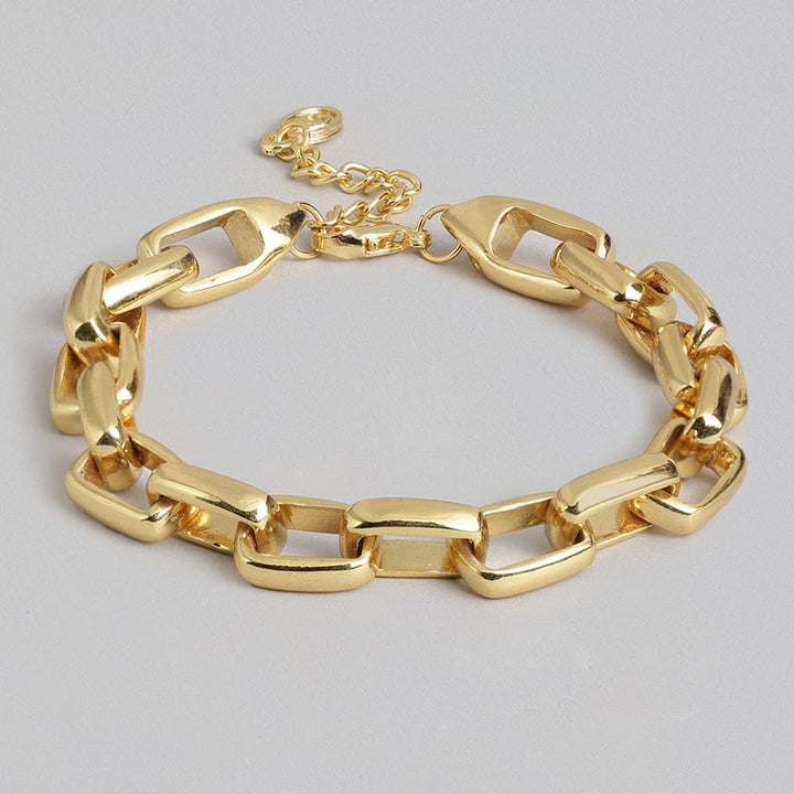 Estele Gold Plated Trendy Rectangle Link Bracelet for Women
