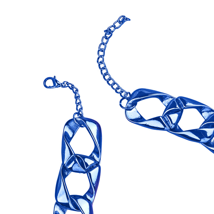 Estele Metallic Dark Blue Plated Stylish Cuban Necklace for Women