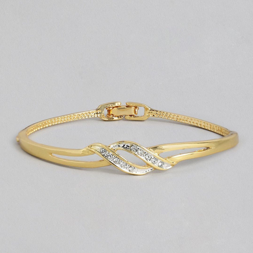 Estele Gold and Silver Plated Wave Twin line wrap Cuff Bracelet for women