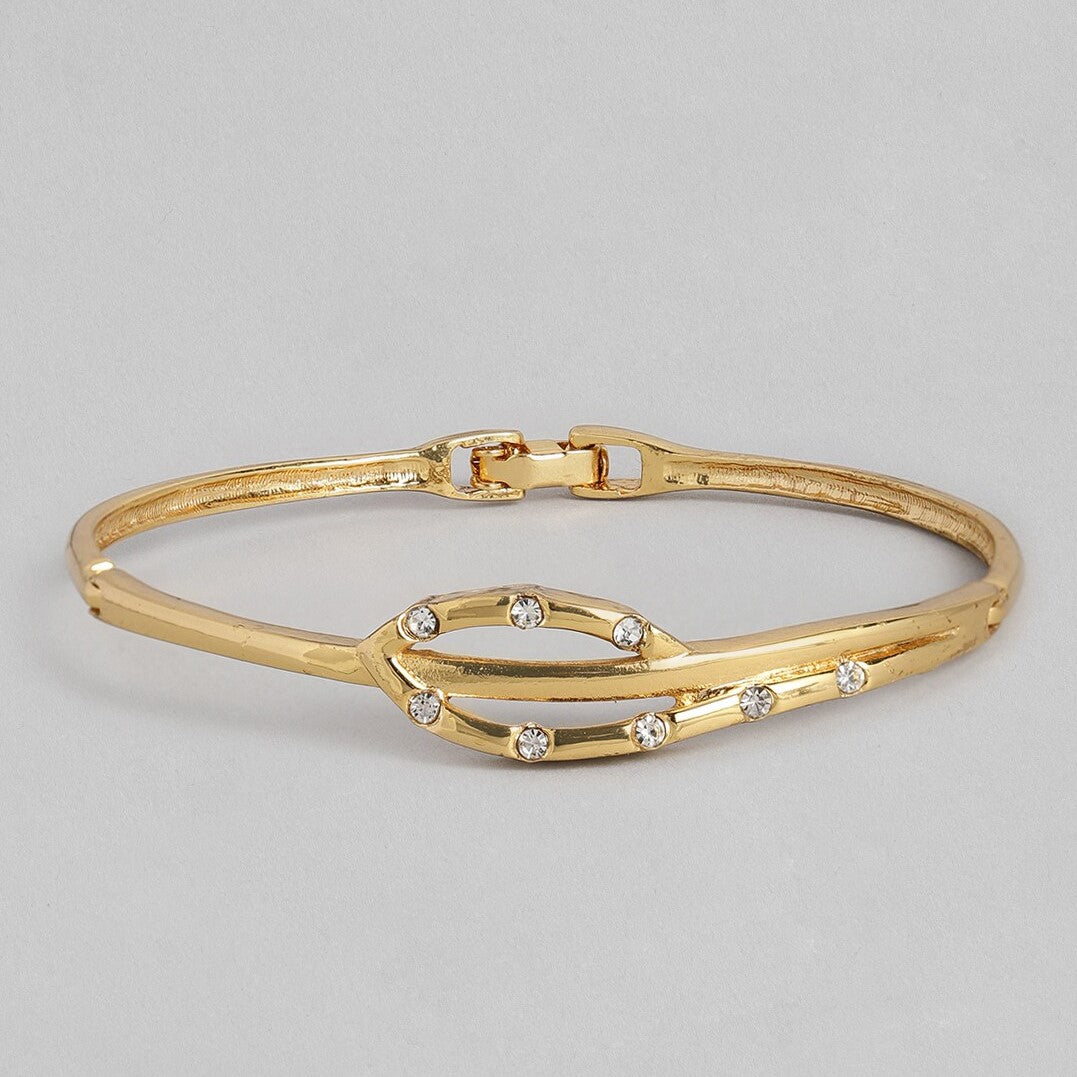 Estele Designer American Diamond Gold Plated Bracelet for Women