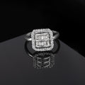Estele Rhodium Plated CZ Ossum Octagon Finger Ring for Women(Adjustable)
