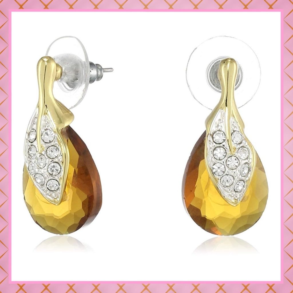 Estele  Gold Plated orange  Beaded Dangle Earrings    for women
