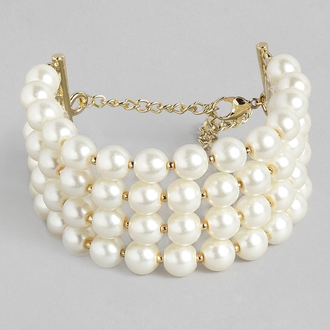 Estele - White Pearl Four Line Bracelet