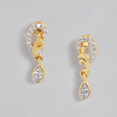 Estele  Gold And Silver Tone Plated Floral Motif Drop Earrings for women