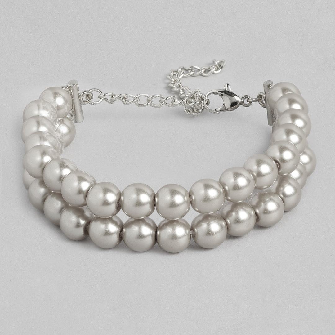 Estele - Grey Pearl Double Line Bracelet