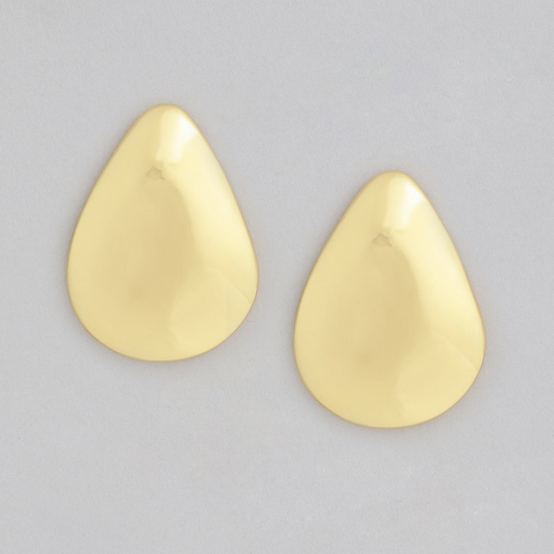 Estele Smooth Gold plated Studs latest earrings for women