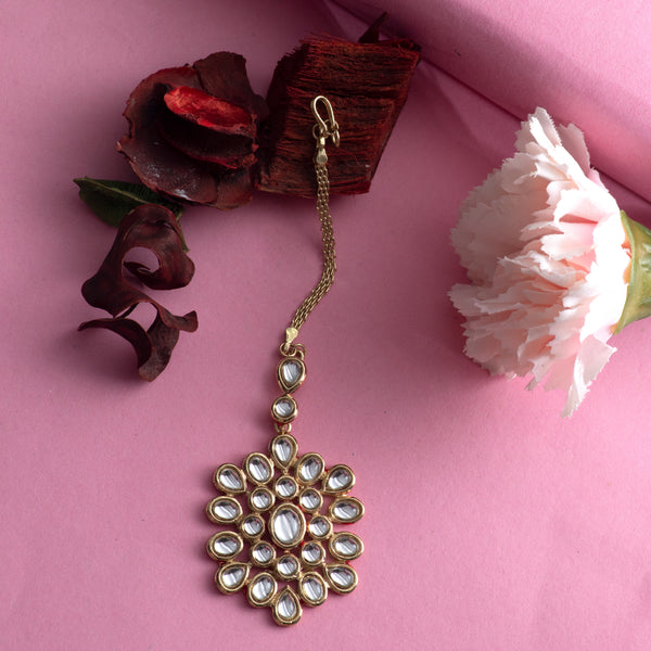 Traditional Gold plated Kundan Maang Tikka for Women