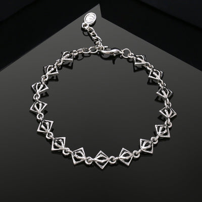 Estele Rhodium Plated Geometric Designer Bracelet for Women