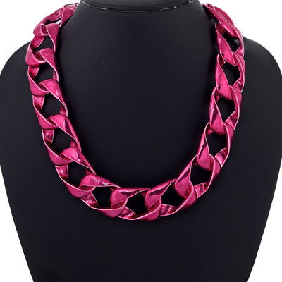 Estele Metallic Pink Plated Chunky Cuban Designer Necklace for Women