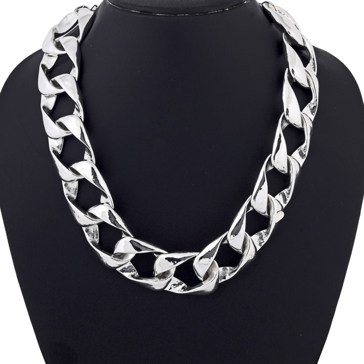 Estele Rhodium Plated Stunning Designer Cuban Necklace for Women