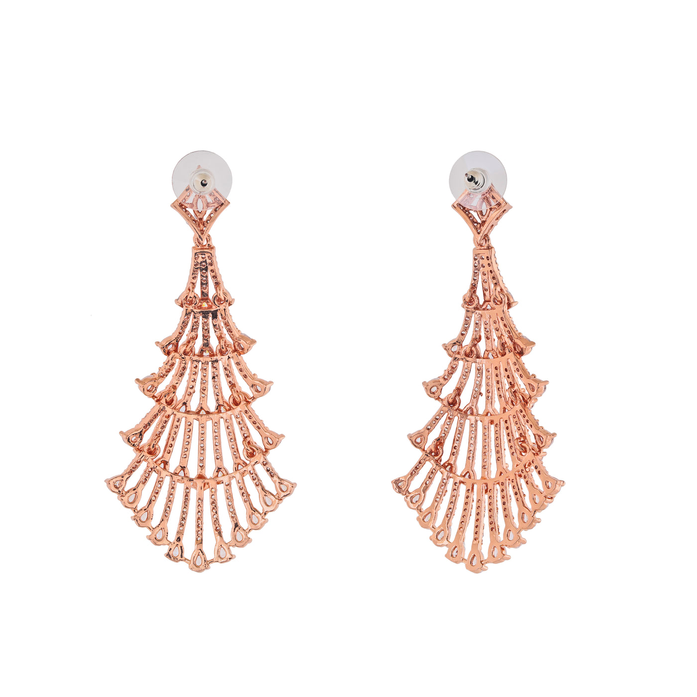 Estele Rose Gold Plated CZ Sparkling Earrings for Women