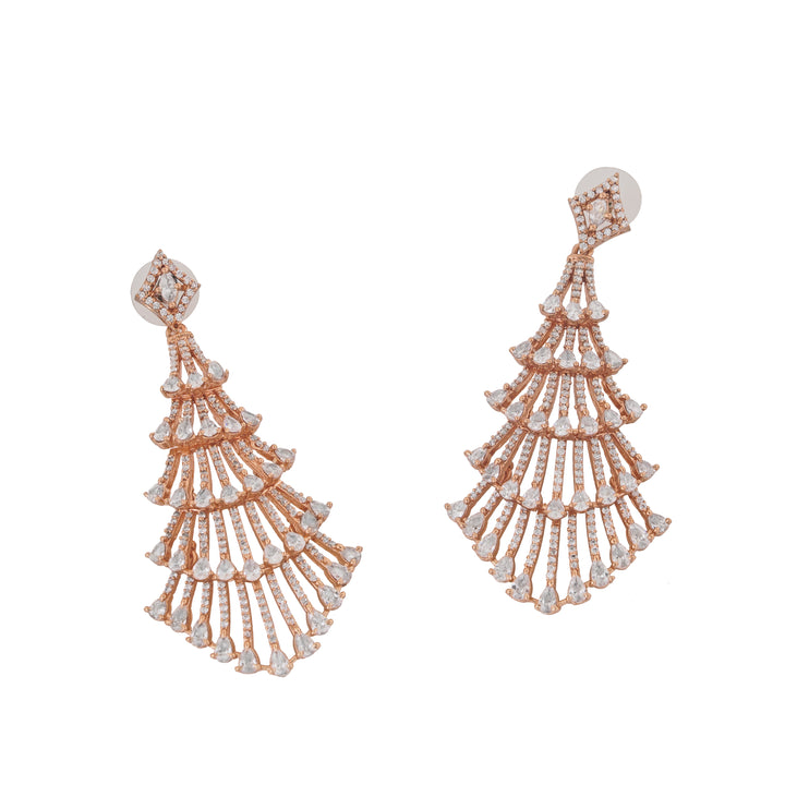 Estele Rose Gold Plated CZ Sparkling Earrings for Women
