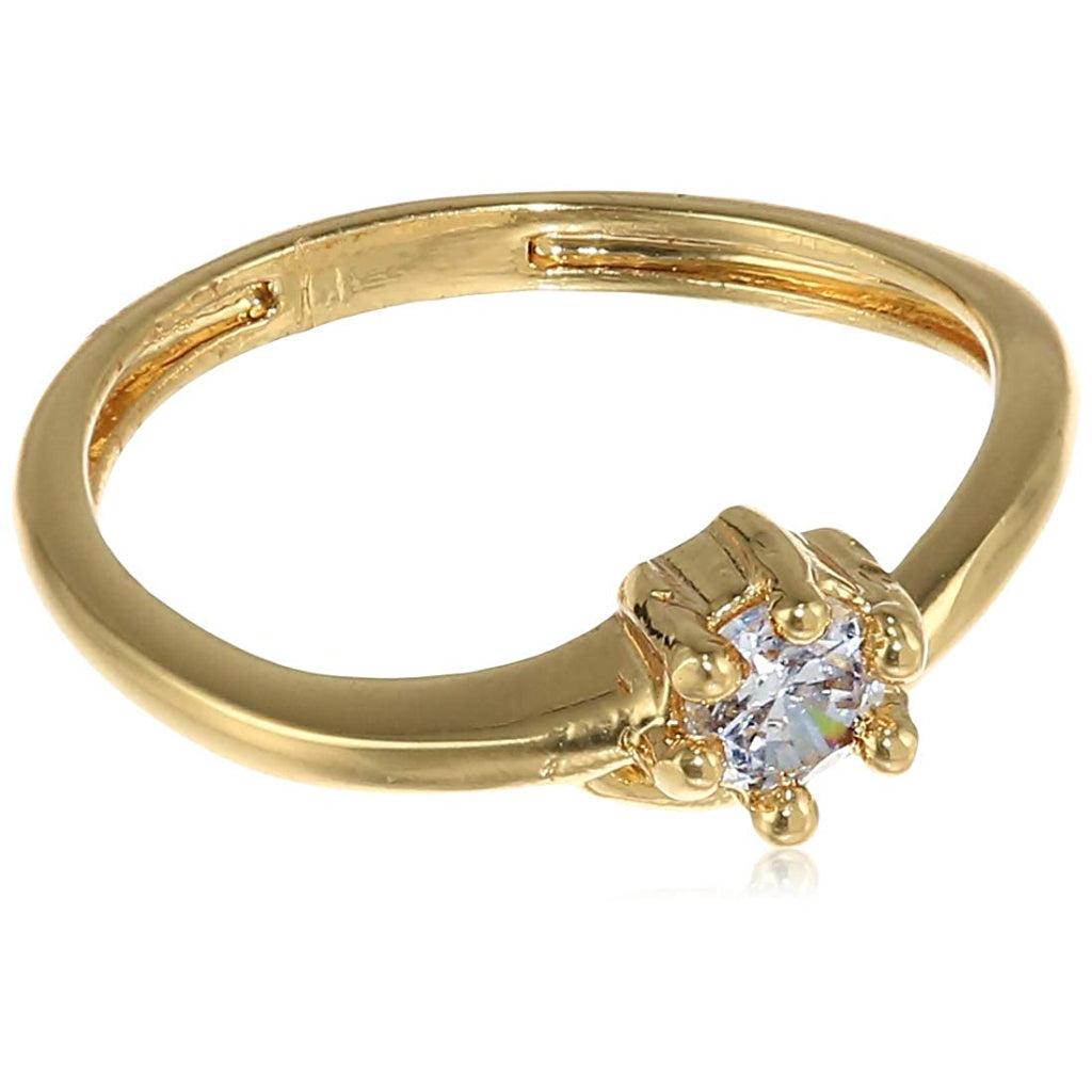 Estele white american diamond on  gold plated ring for women (non adjustble)