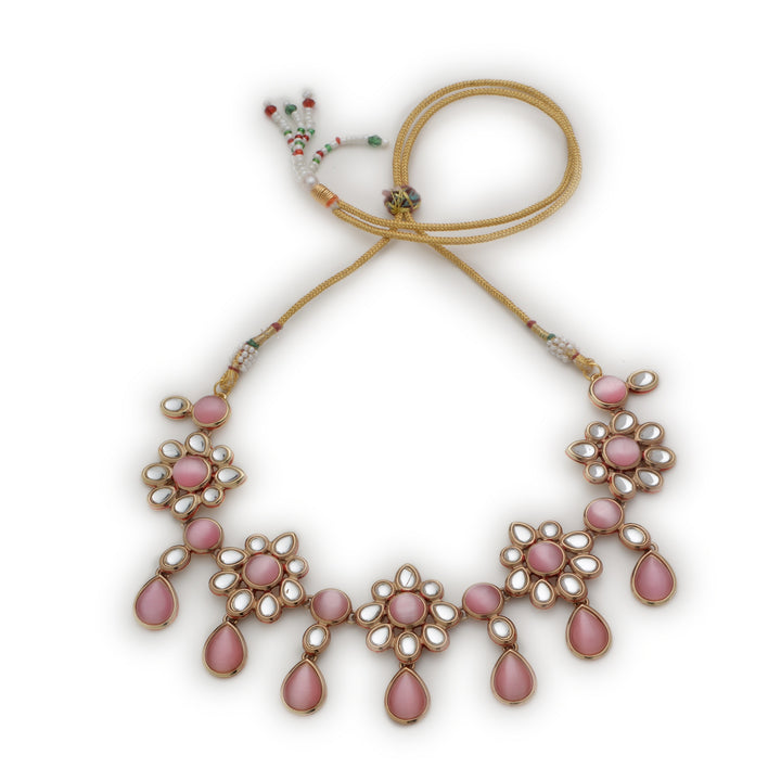 Estele Gold Plated Floral Designer Kundan Necklace Set for Women