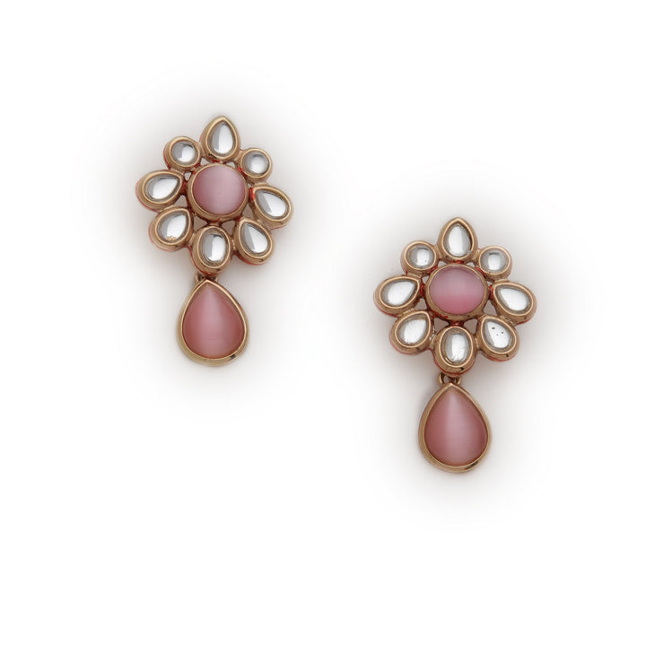 Estele Gold Plated Floral Designer Kundan Necklace Set for Women