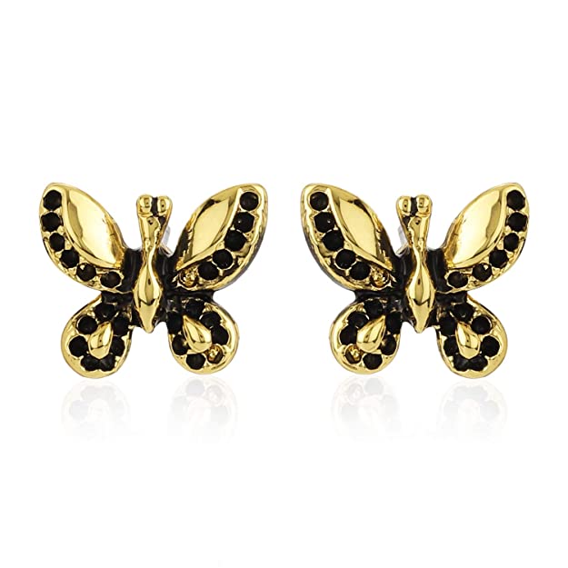 Estele Valentines Day Gift Gold Plated Pearl Lady bug Stud Earrings(GOLD & SILVER)