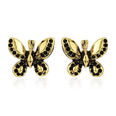 Estele Valentines Day Gift Gold Plated Pearl Lady bug Stud Earrings(GOLD & RED)