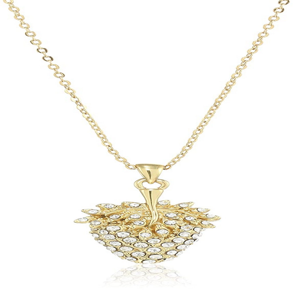 Estele - Gold plated strawberry shaped Diamante pendant for women