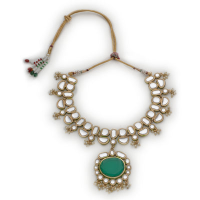 Traditional Gold Plated Kundan Polki Crystal Necklace
