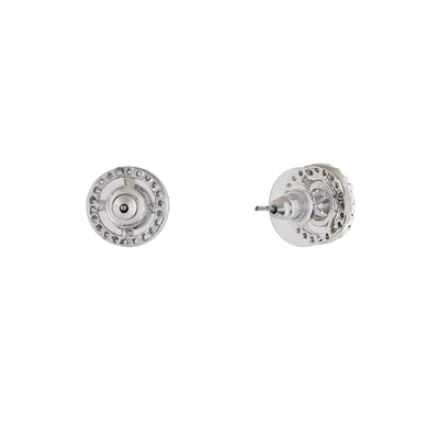 Estele Rhodium Plated CZ Circular Stud Earrings for Women