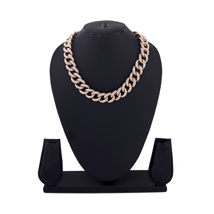 Estele Rose Gold Plated Shining Cuban Necklace for Women/ Men