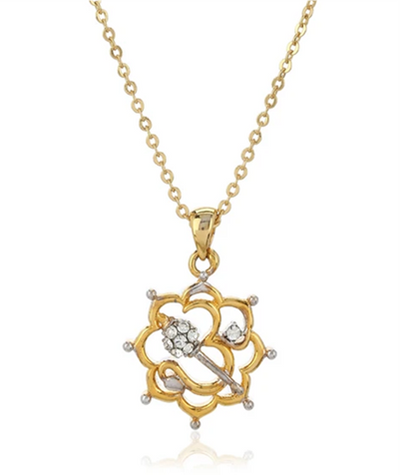 Estele - Gold And Silver plated Om God Pendant Locket with Chain