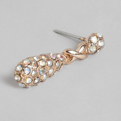 Estele white colour stone tear drop latest collection earrings for women