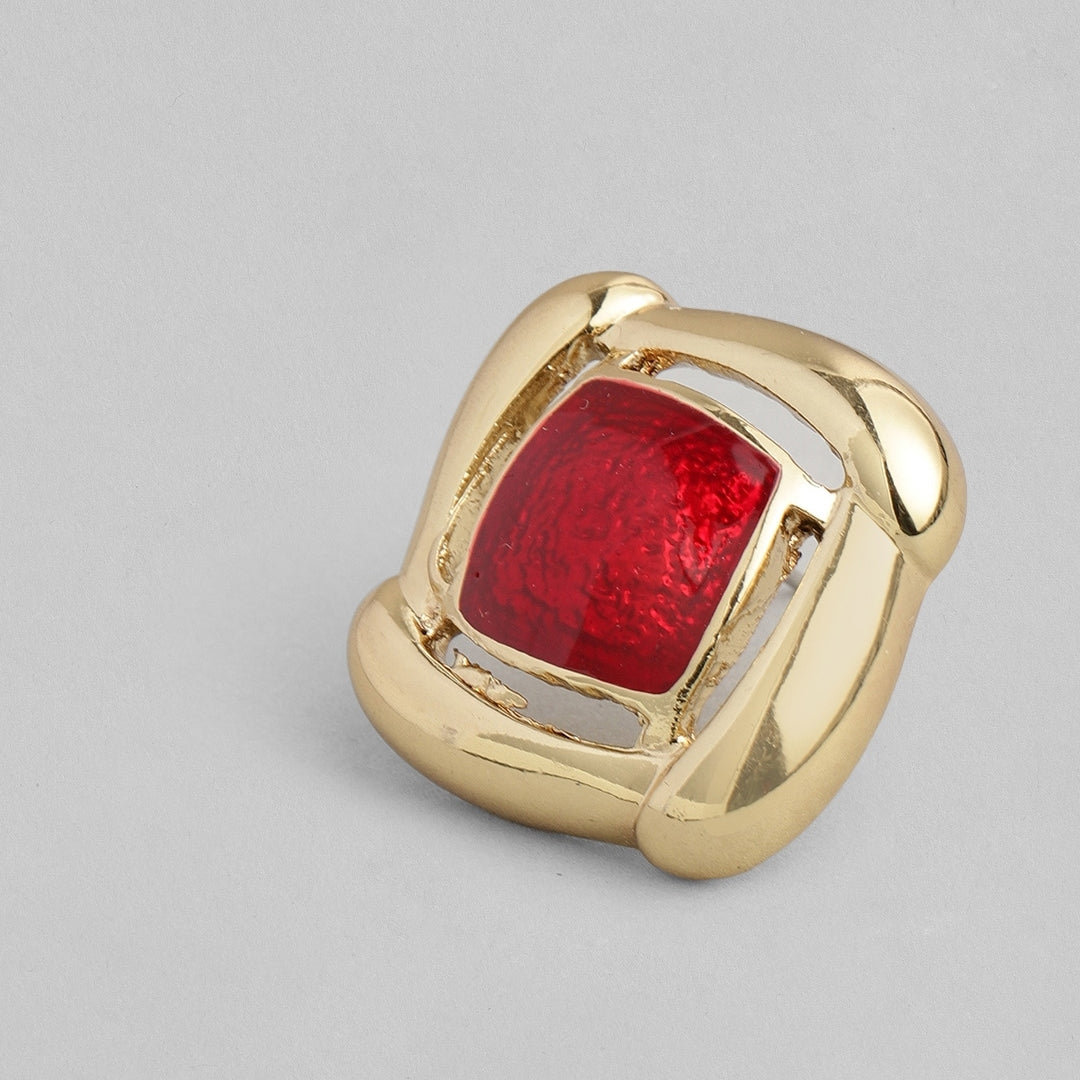 Estele Diamond shaped Red colour mosaic trendy stug earrings for women
