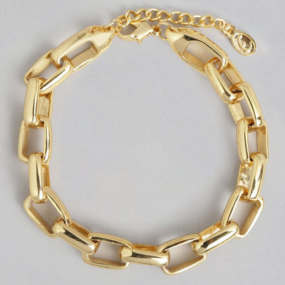 Estele Gold Plated Trendy Rectangle Link Bracelet for Women
