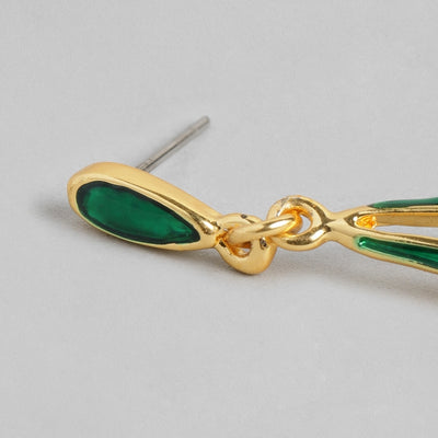Estele gold plated, green drop trendy partywear hanging earrings for women