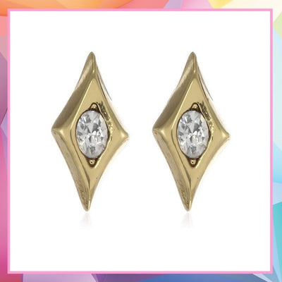 24 Kt Gold Plated Diamond shaped crystal Stud Earrings