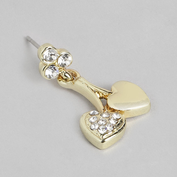 Estele Gold Plated Cherry Hearts Drop Earrings for women